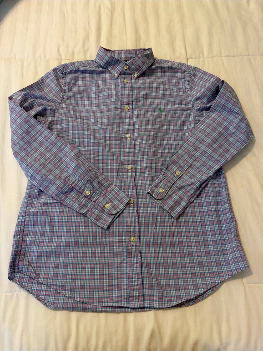 Ralph Lauren Boy’s Blue and Pink Plaid Button-Down Shirt
